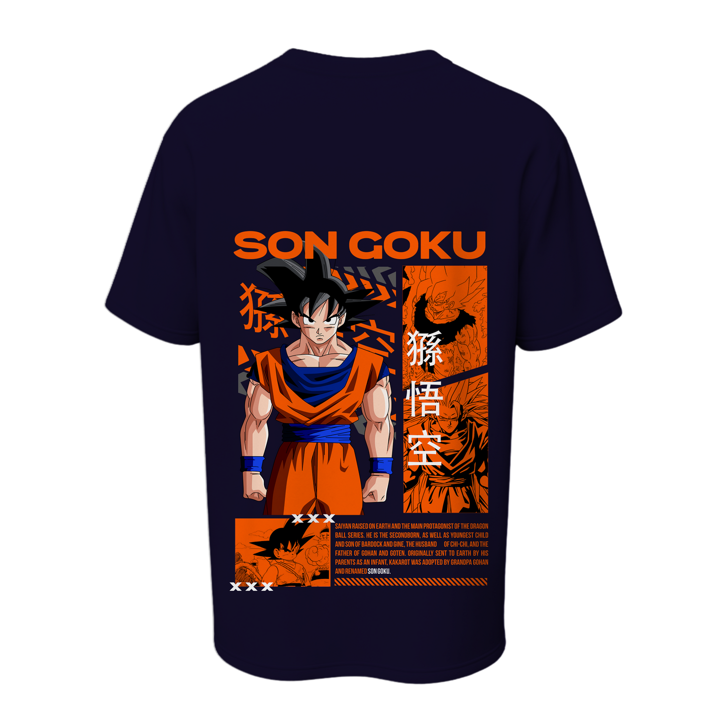 Son Goku Graphic Anime Oversized T-Shirt – Navy Blue Streetwear Edition