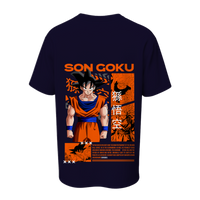Son Goku Graphic Anime Oversized T-Shirt – Navy Blue Streetwear Edition