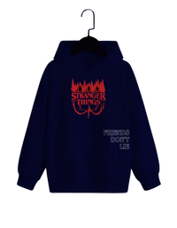 Stranger Things Hoodie | “Friends Don’t Lie” Navy Fleece Hoodie – Spotter House