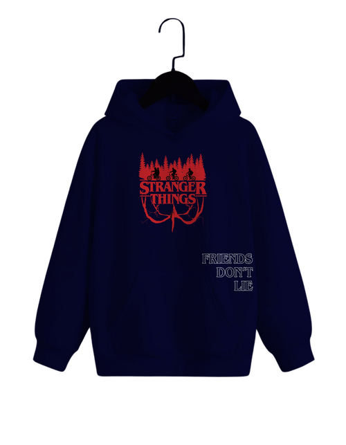 Stranger Things Hoodie | “Friends Don’t Lie” Navy Fleece Hoodie – Spotter House